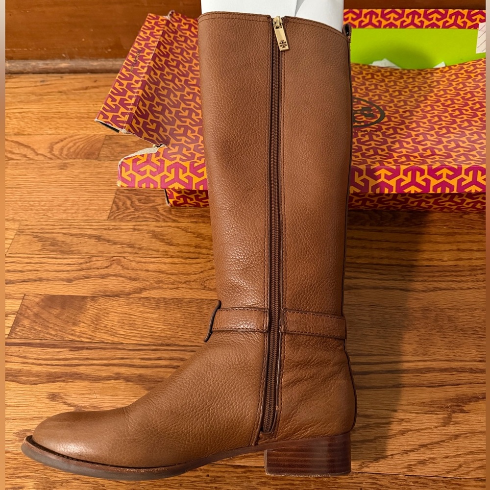 Tory Burch - Amanda Riding Boots in Almond Tumbled Leather - Size 9 - Picture 6 of 13